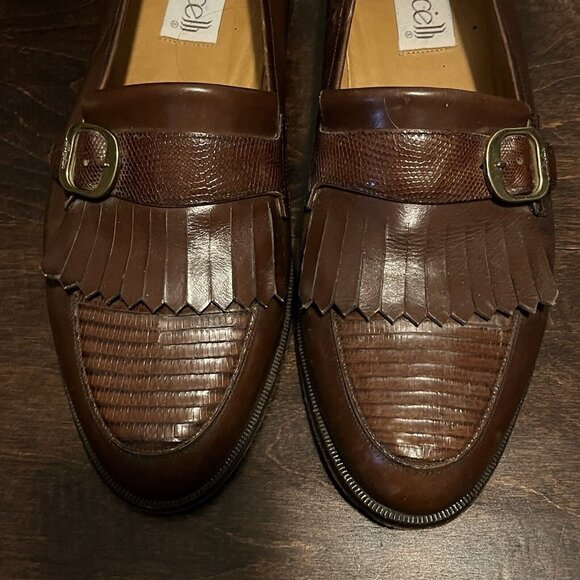 Botticelli Mens Sz 8.5 Vintage Brown Loafers With Buckle Made Of Genuine Lizard main image 7